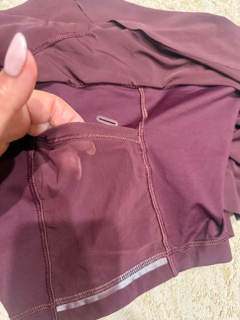 Lululemon 2 skorts in Olive Green & Burgundy SZ 6 perf w/ pocket for phone/keys - Picture 4 of 14